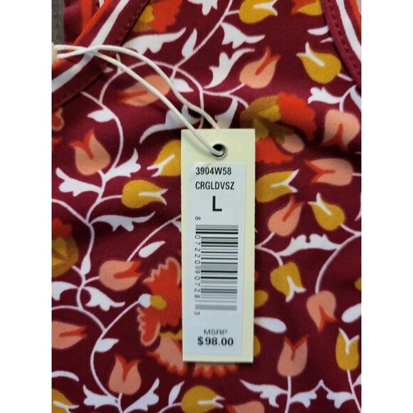 New Max Studio Burgundy Floral Tank Dress Sz L - Picture 7 of 8